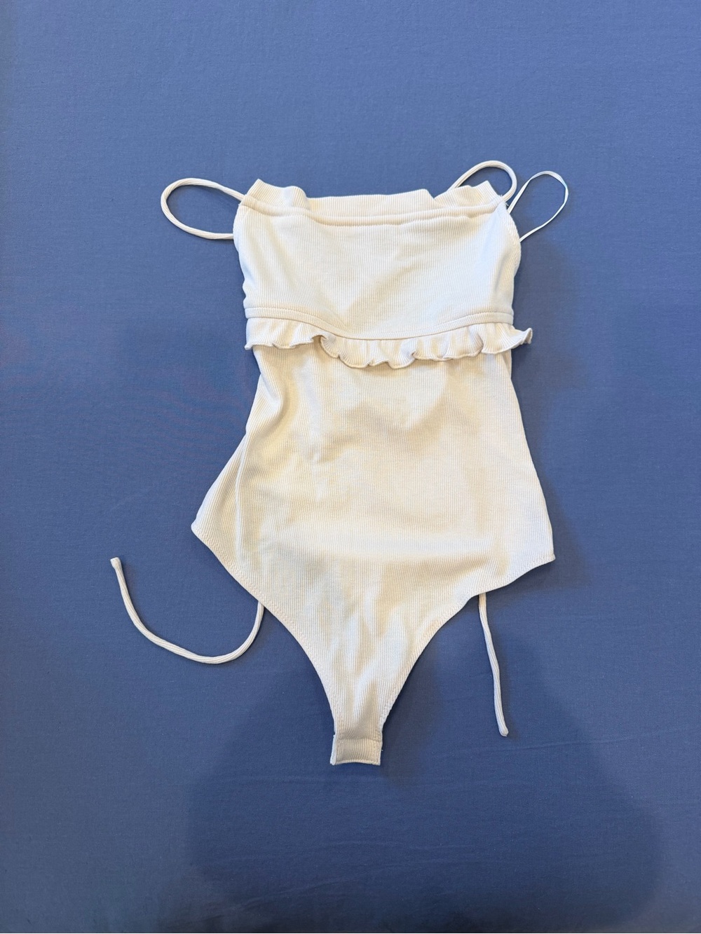 Kids White Ruffled One-Piece Swimsuit